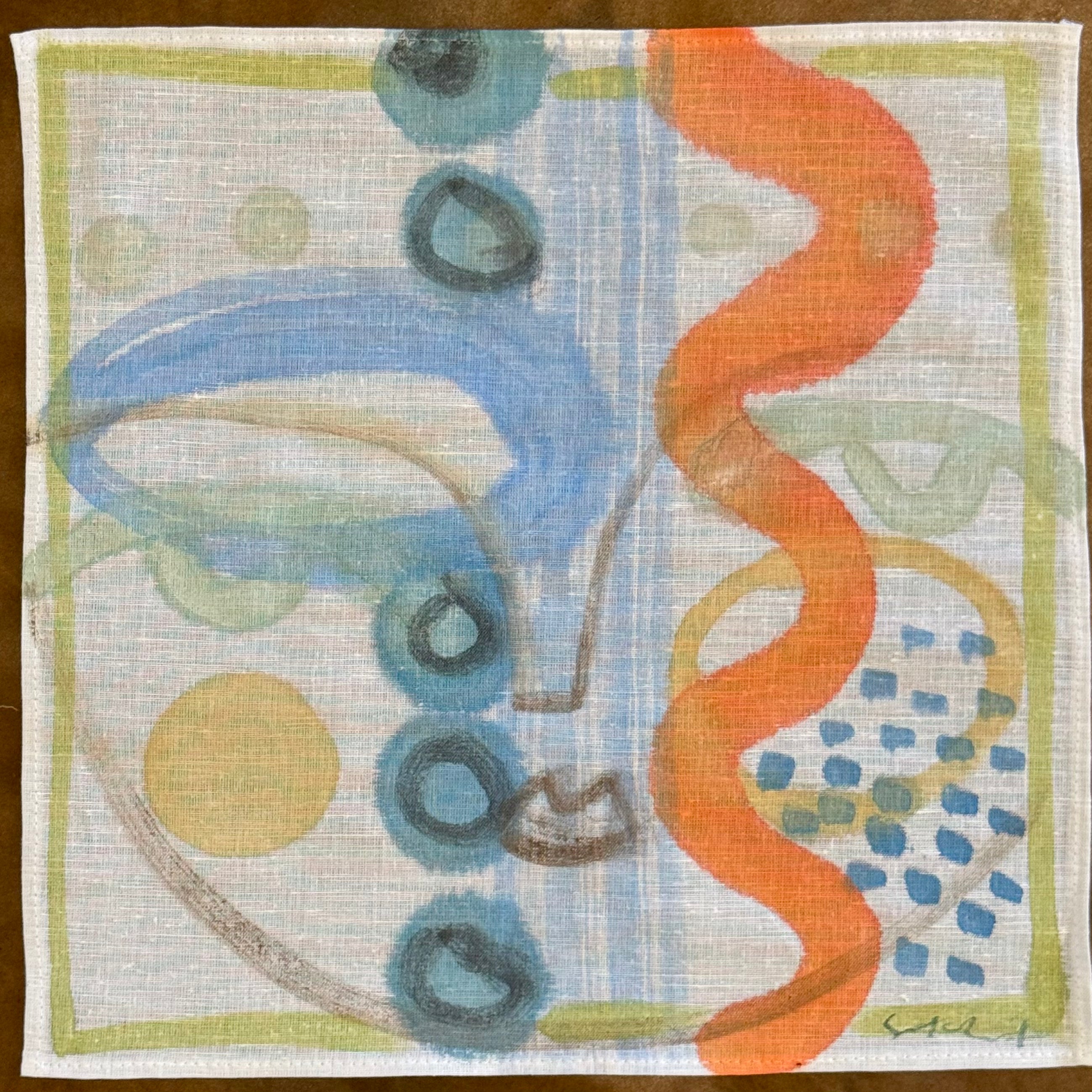 FD Hand Painted Linen Handkerchief 8