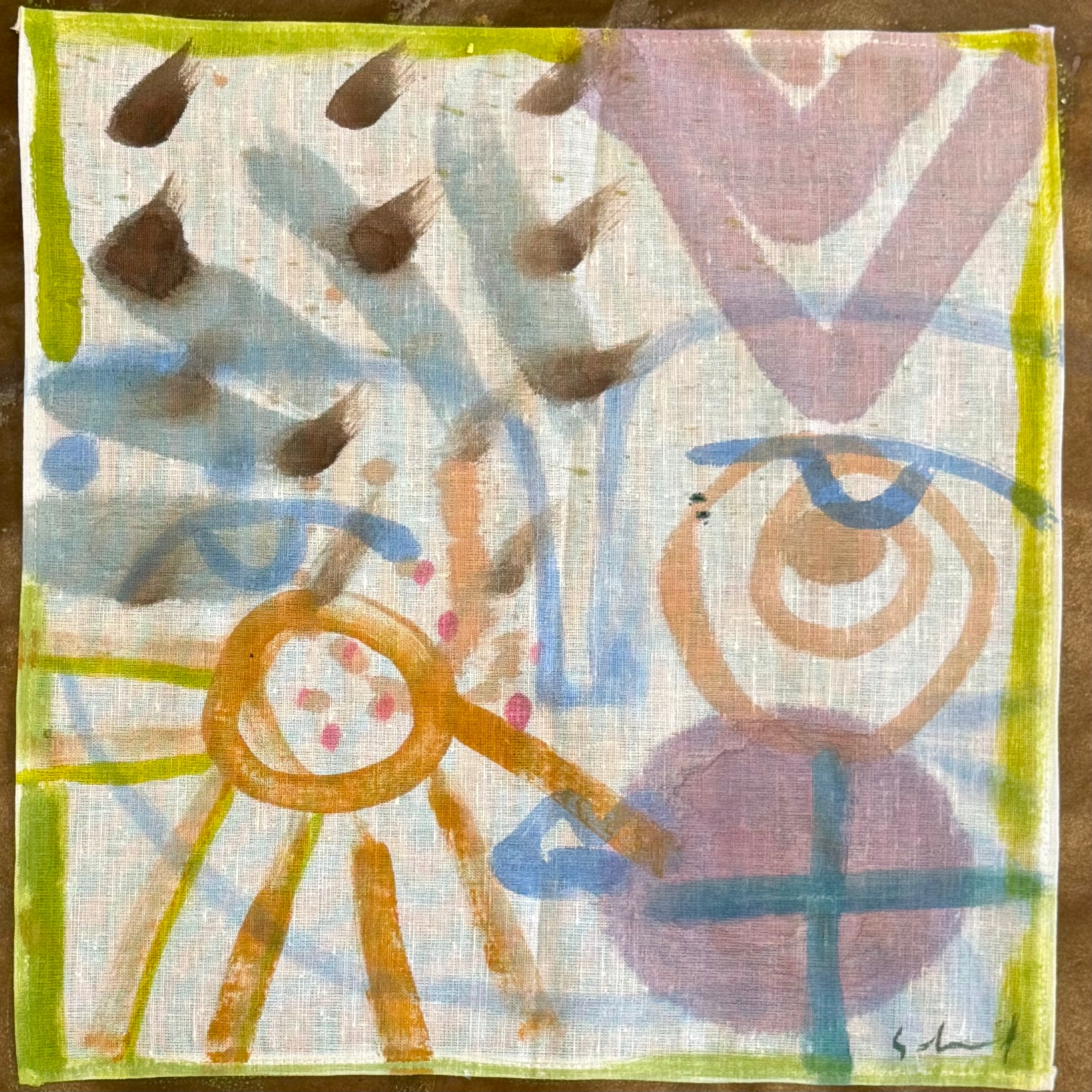 FD Hand Painted Linen Handkerchief 7