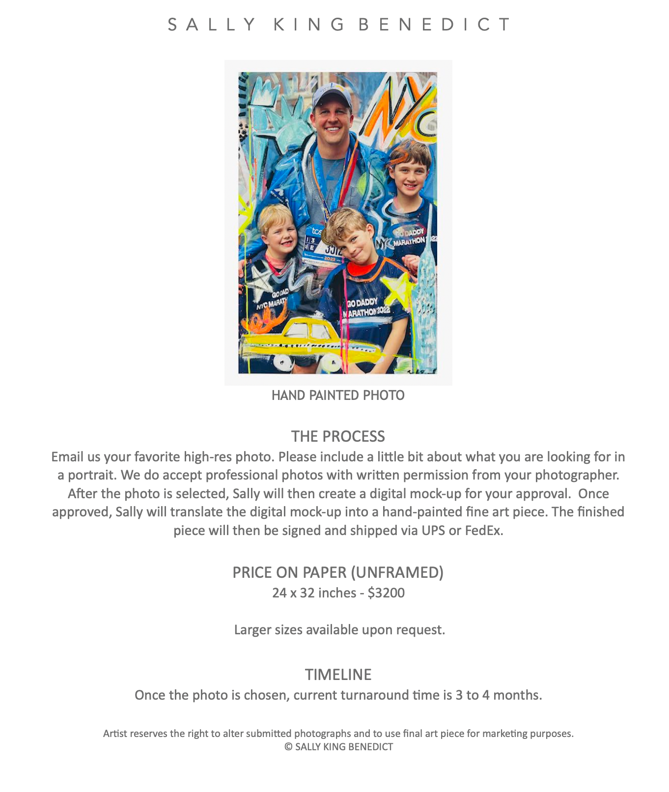 DEPOSIT for SKB Portrait Commission: Hand-Painted Photography