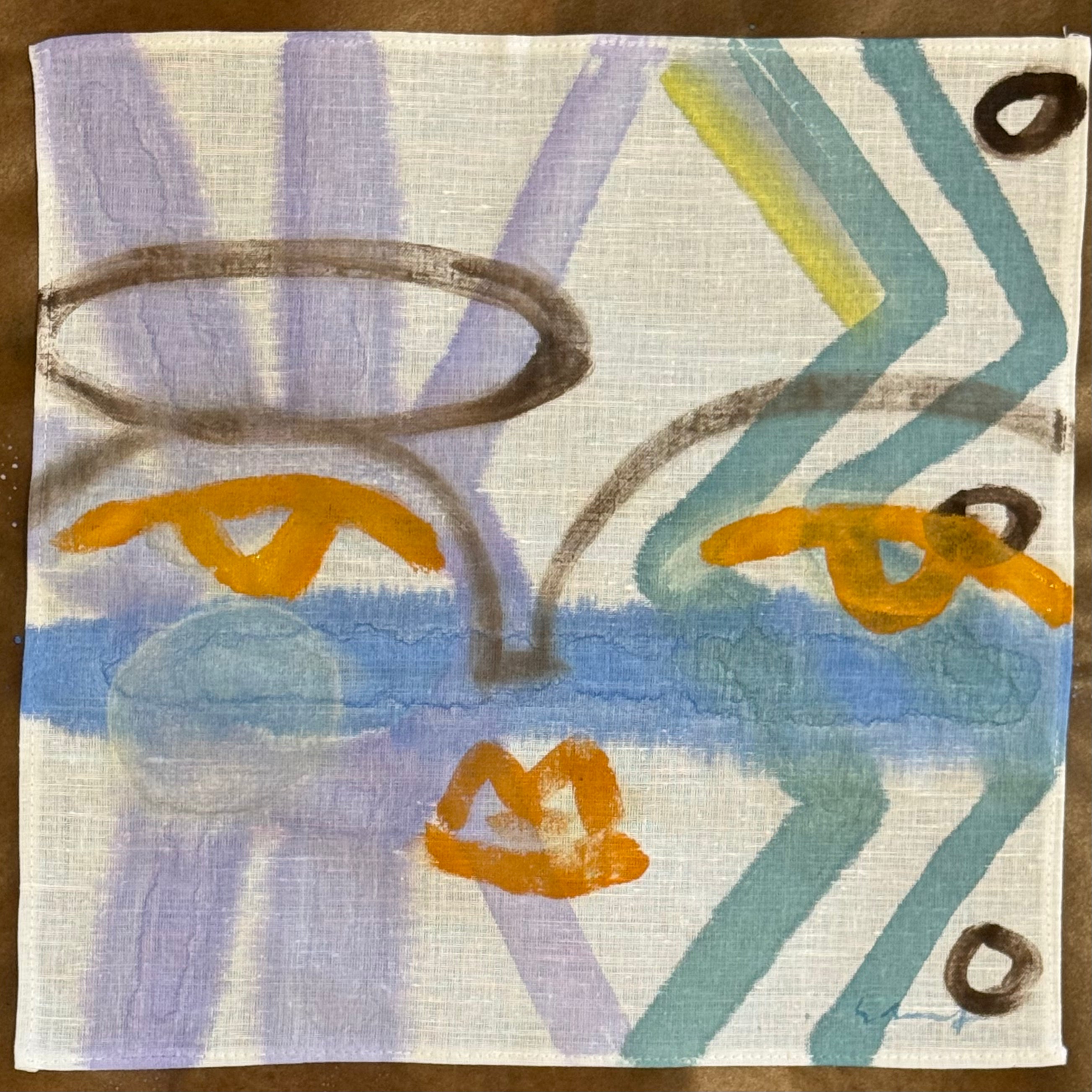 FD Hand Painted Linen Handkerchief 11