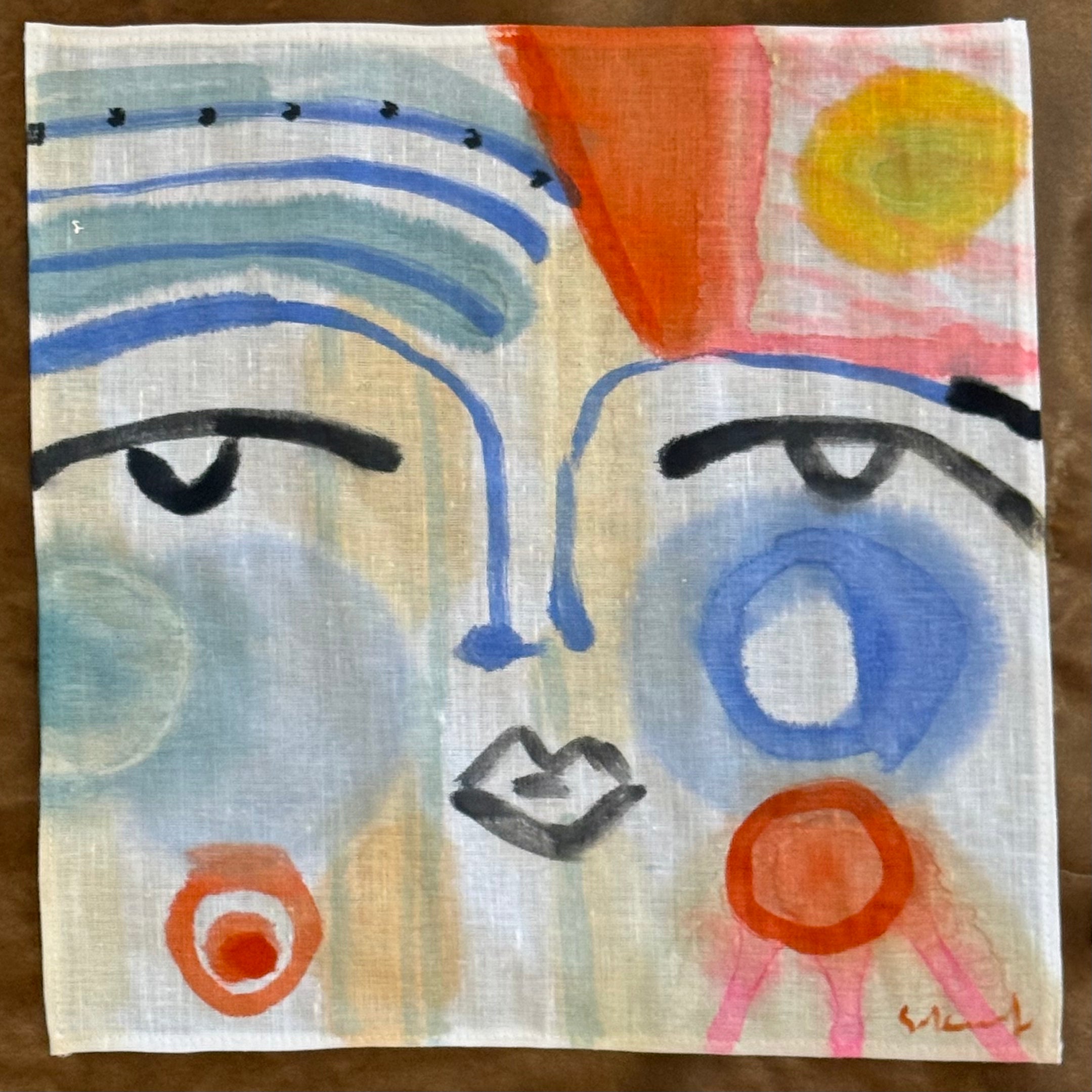 FD Hand Painted Linen Handkerchief 12