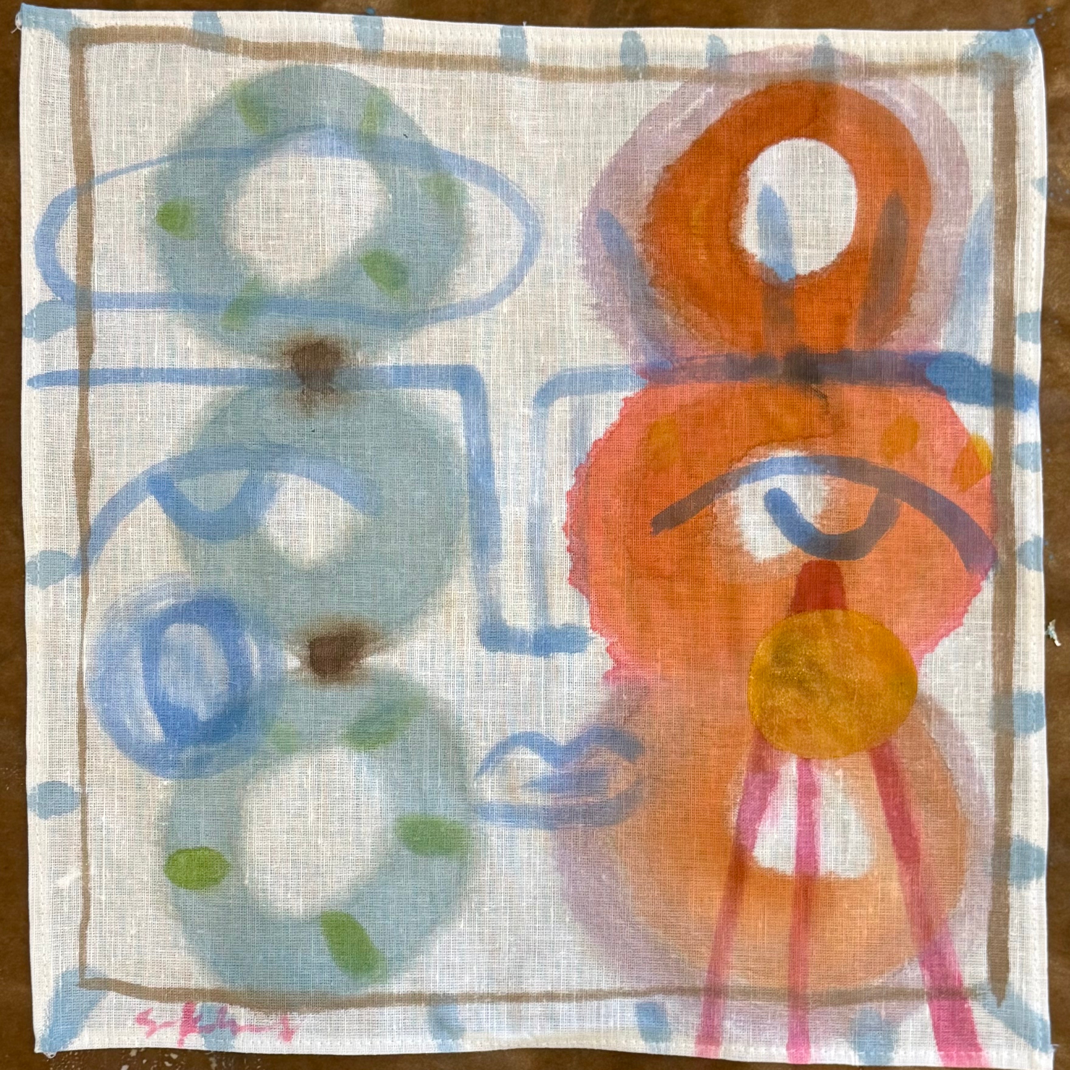 FD Hand Painted Linen Handkerchief 5