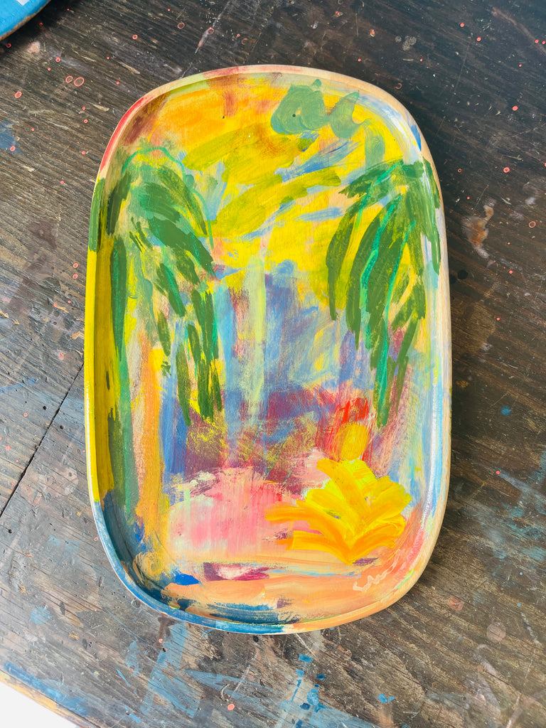 Hand Painted Valet Tray - Palm Landscape