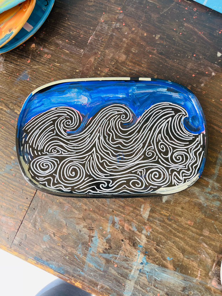 Hand Painted Valet Tray - Wave