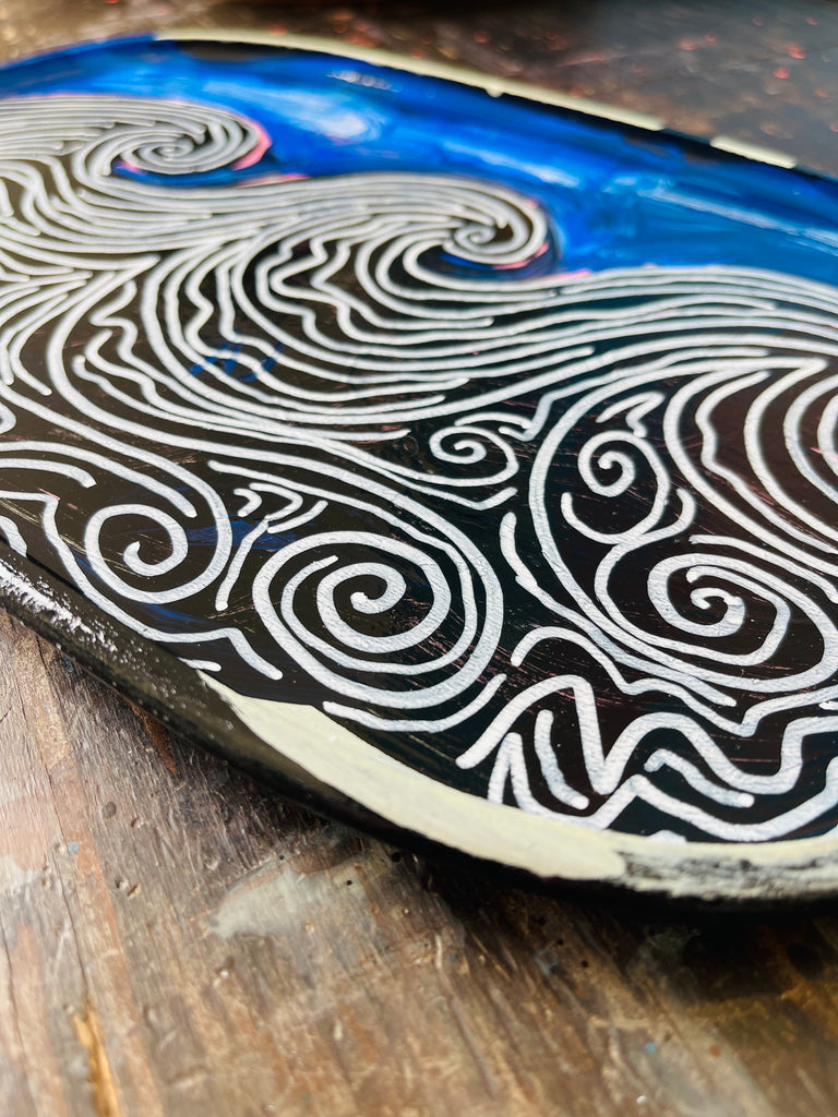 Hand Painted Valet Tray - Wave