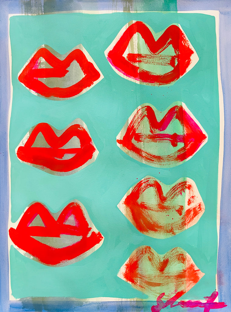 Seafoam/Red Lips 30 x 22 - original on paper