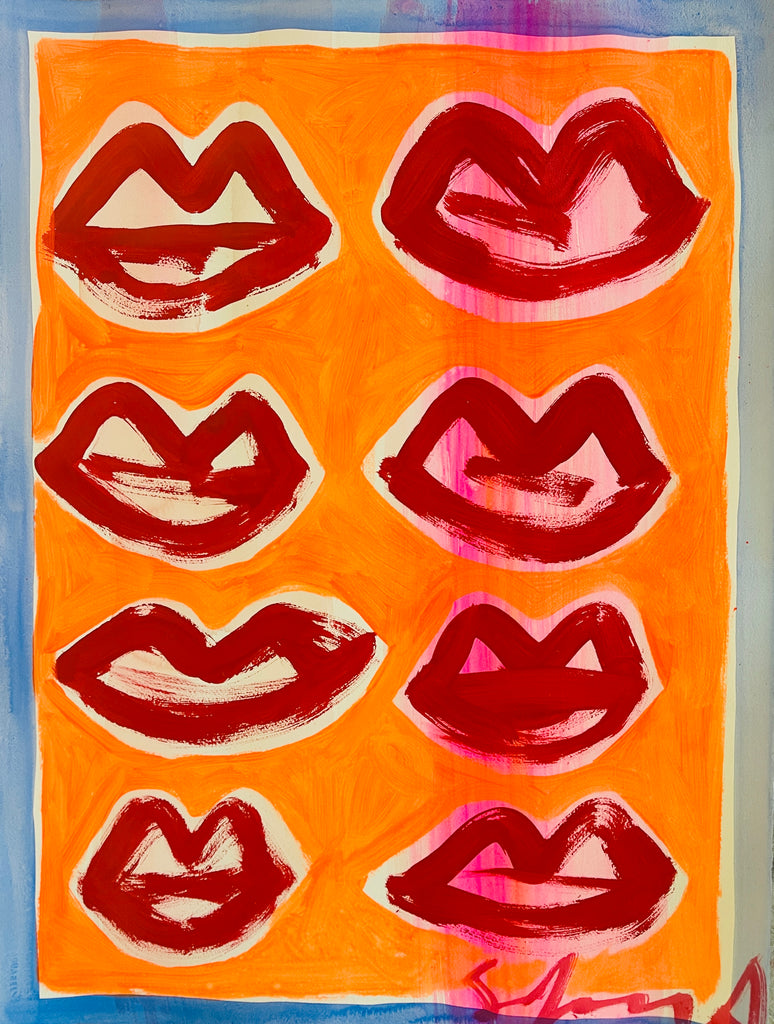 Orange/Red Lips 30 x 22 - original on paper