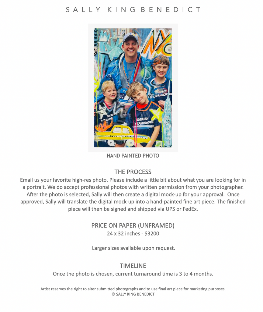 DEPOSIT for SKB Portrait Commission: Hand-Painted Photography